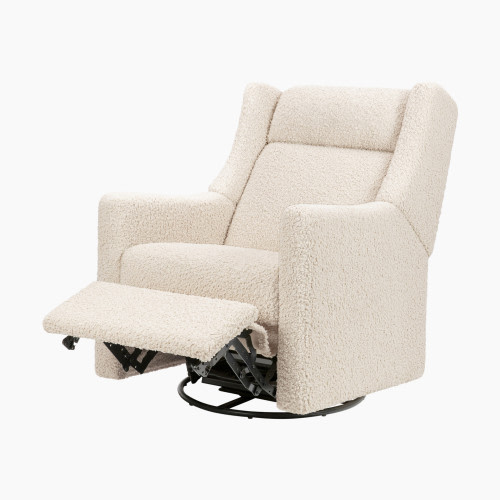 babyletto Kiwi Deluxe Power Recliner and Swivel Glider - Almond Teddy Loop