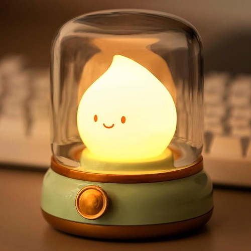 Cute Campfire Nightlight, Rechargeable Night Light with Dimmable, Portable Touch lamp with Candlelight Warm Lights for Boys Girls Nursery Room Halloween Decor