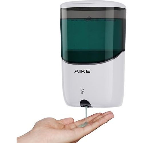 AIKE Wall Mount Automatic Soap Dispenser for Liquid Soap Battery Operated White, Model AK1216