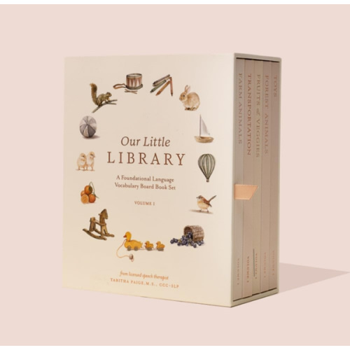 Our Little Library: A Foundational Language Vocabulary Board Book Set for Babies, Including Farm Animals, Forest Animals, Fruits and Veggies, Toys, and Transportation (Our Little Adventures Series)
