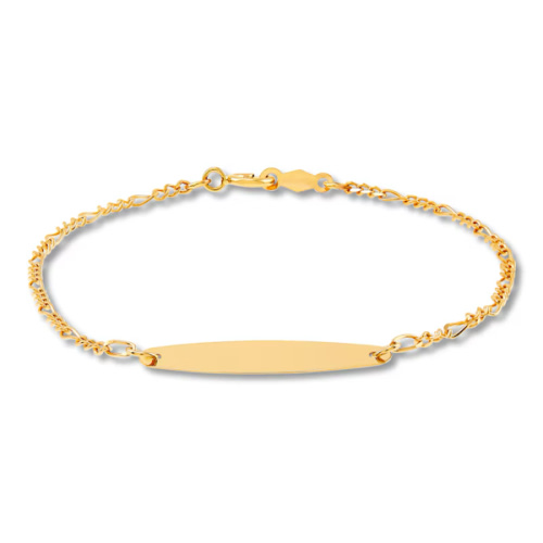 Children's Oval ID Figaro Bracelet 14K Yellow Gold