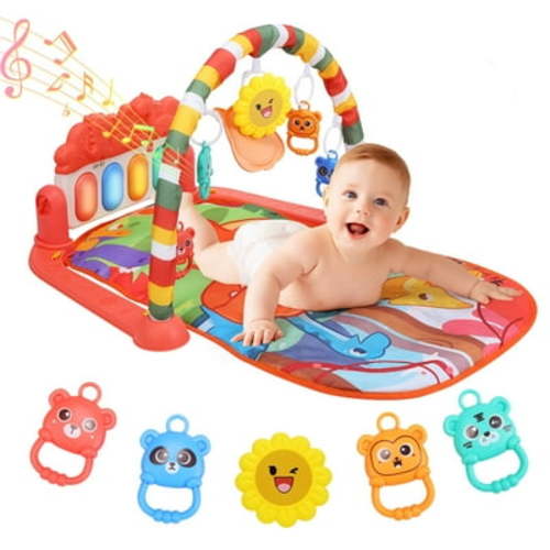 JoyStone Baby Gym Play Mat, Tummy Time Mat with Music, Lights Piano Activity Gym, Newborn Gift for 0-12 Months