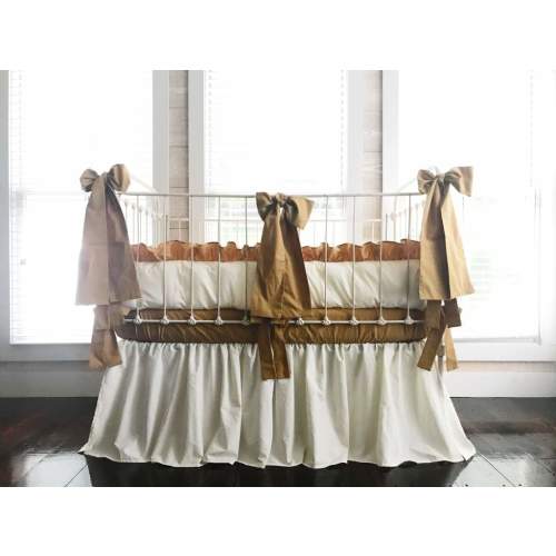 Baby Crib Set in Ivory and Gold | High Cotton Textile