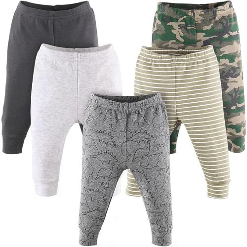 The Peanutshell 5 Pack Baby Boy or Girl Pants Set - 100% Cotton Toddler Pants, 0-24 Months for Toddlers & Babies - Dinosaur