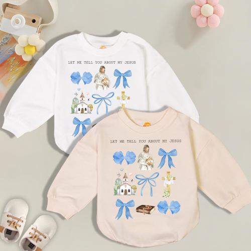 Let me tell you About My Jesus Romper Sweater, Christian Baby Clothing, Religious Baby, Newborn Outfit, Cute Baby Gift, Baby Shower Gift