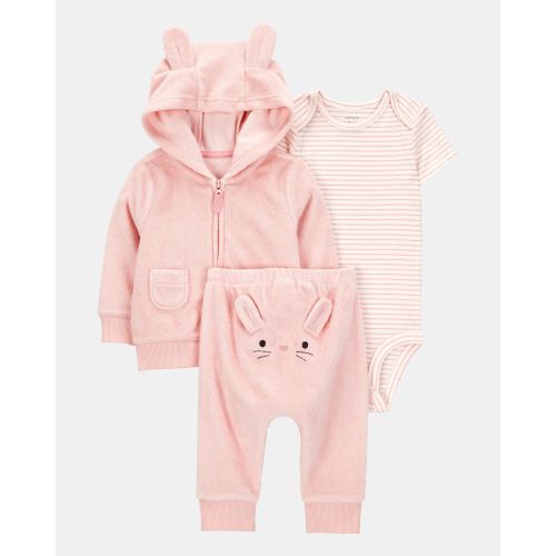 Baby 3-Piece Bunny Little Cardigan Set - Pink