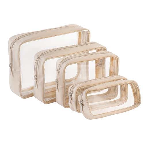 Remobia Hicol TSA Approved 5-Piece Diaper Bag Organizer Pouch Set Clear Waterproof TPU Kids Toiletry Storage Set Travel Packing Clutch Cube Bags for Baby Nursing