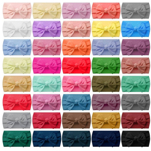 Janinka Baby Girl Hairband, 42 Pcs Nylon Headbands with Bows Knotted Children Soft Hair Accessories for Kids Baby Girls Boys Newborn Infant Toddlers