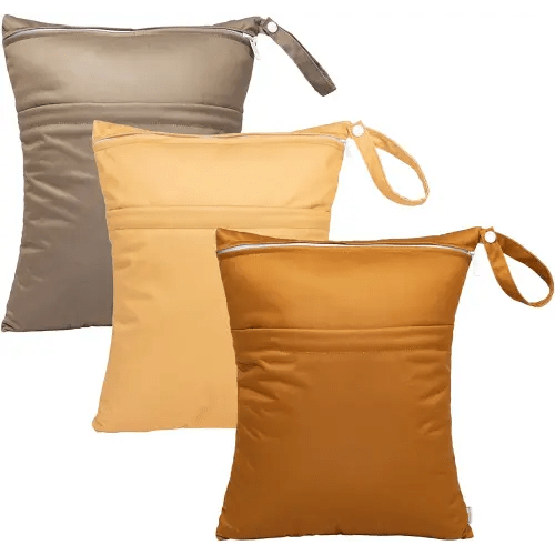 babygoal Wet Dry Bags for Baby Cloth Diapers, Washable Travel Bags, Beach, Pool, Gym Bag for Swimsuits & Wet Clothes with Two Zippered Pockets 3 Pack, 3LN20