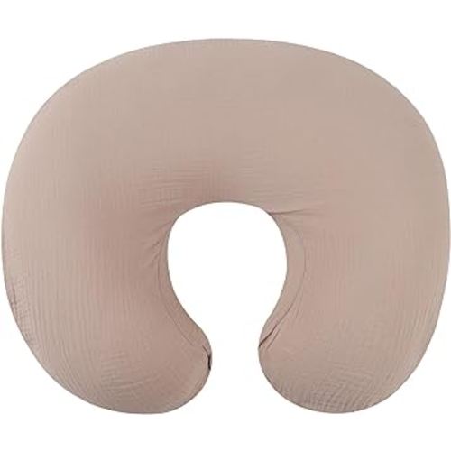 Muslin Nursing Pillow Cover Soft 100% Cotton Feeding Pillow Slipcover Fits Standard Infant Nursing Pillow or Positioner for Boy and Girl, Blush