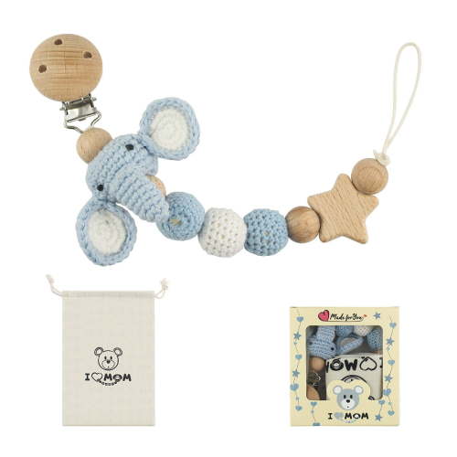 Pacifier Clip, Cute Animal Pacifier Holder Clip for Boys and Girls, Most Pacifiers, Baby Teethers, Baby Shower and Baby Essentials (Elephant)