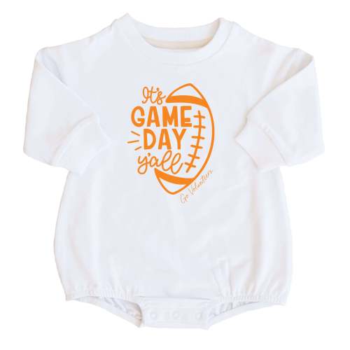 University of Tennessee | Footballs & Bows Graphic Sweatshirt Bubble Romper
