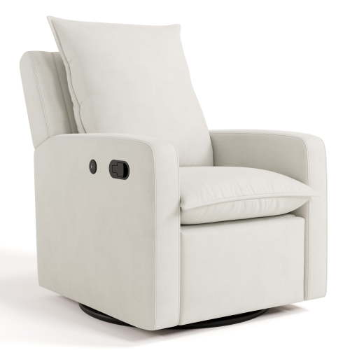 Storkcraft Timeless Upholstered Recline Glider with USB, Ivory