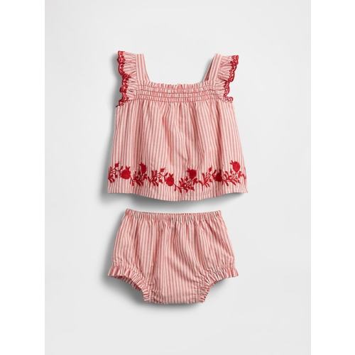 Baby Striped Poplin Outfit Set