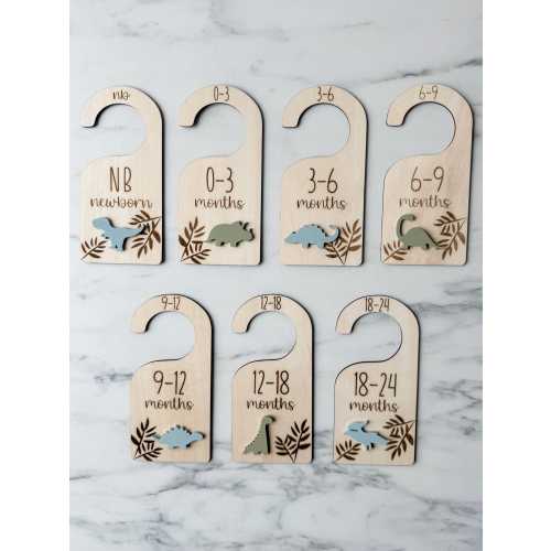 Dinosaur & Jungle Wooden Baby Closet Dividers | Handcrafted | Nursery Closet Organization | Boy Mom Must-Have | Baby Boy Shower Gift