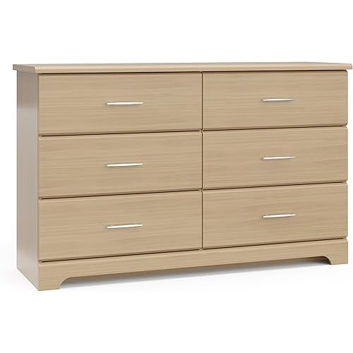Storkcraft Brookside 6 Drawer Double Dresser (Driftwood) – GREENGUARD Gold Certified, Dresser For Nursery, 6 Drawer Dresser, Kids Dresser, Nursery Dresser Drawer Organizer, Chest of Drawers