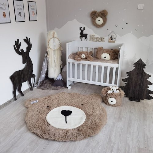 Fluffy Bear Rug Adventure Woodland Nursery Decor- Wall head/XL rug and full set