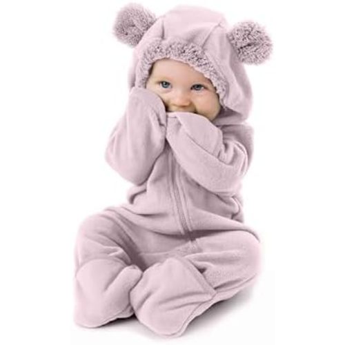 Fleece Baby Bunting Bodysuit – Infant One Piece Kids Hooded Romper Outerwear Toddler Jacket