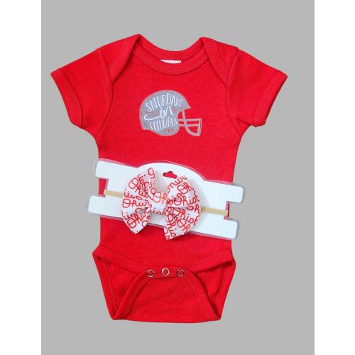Saturdays in Columbus Baby Onesie/ Matching Headband