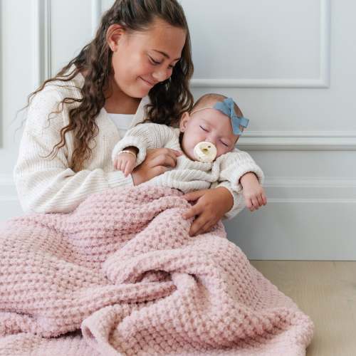 WAFFLE KNIT RECEIVING BLANKET | Rosette