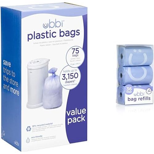 Ubbi Diaper Pail Bags and Refills Value Pack