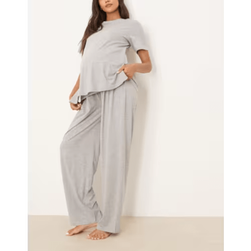 ASOS DESIGN Maternity mix & match cotton pajama pants in gray