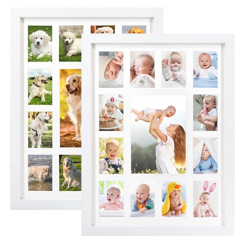 FramePro School Years Picture Frame K-12 Day Graduation Photo Collage White Frame with Mat, Displays One 5x7 Photo and Twelve 2.5x3.5 Pictures, Pack of 2