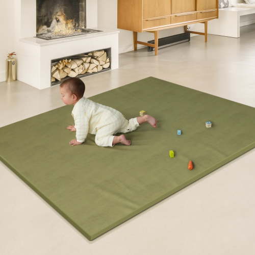 Joypony Vegan Leather Baby Play Mat, 50x50 Inch Waterproof & Foam Cushioned, Wipe-Clean for Infants and Toddlers