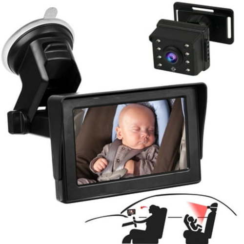 BUSATIA Baby Car Mirror, 4.3" HD Night Vision Function Car Mirror Display, Safety Car Seat Mirror Camera Monitored Mirror with Wide Crystal Clear View, Aimed at Baby, Easily Observe The Baby’s Move