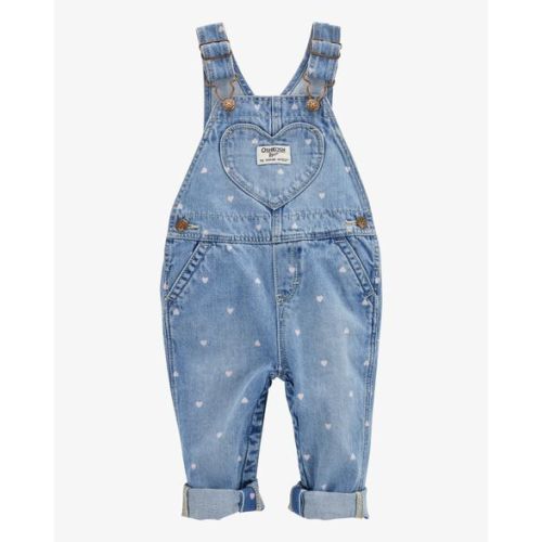 Baby Heart-Print Knit Denim Overalls - Blue - OshKosh | Carter's
