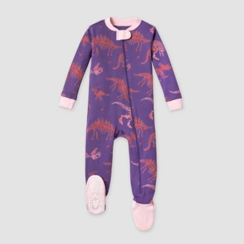 Burt's Bees Baby® Baby Girls' Dinosaur Fossils Snug Fit Footed Pajama - Pink/Purple, Size: 12M