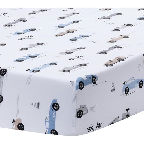 Lambs & Ivy Little Racer Cotton Cars/Transportation Fitted Crib/Toddler Sheet