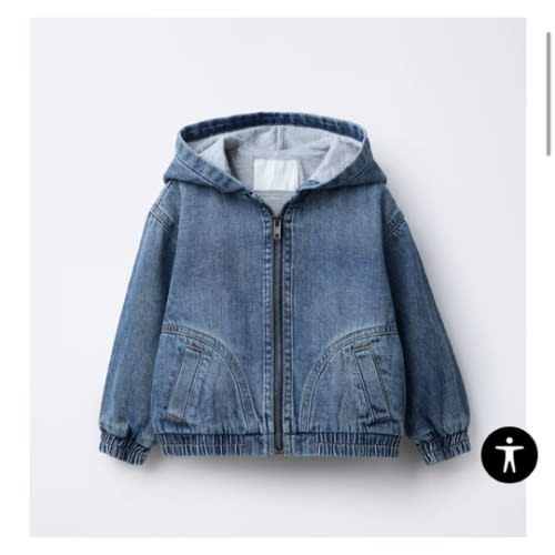 HOODED DENIM JACKET - Mid-blue | ZARA United States