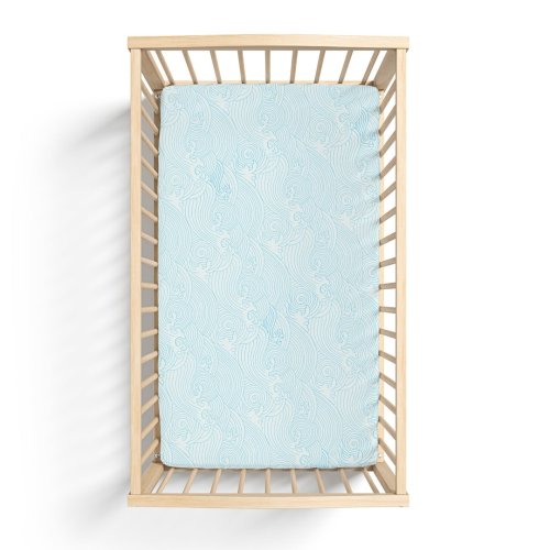 Crashing Sea Waves Crib Sheet, Nautical Themed Nursery Decor, Beach Themed Nursery