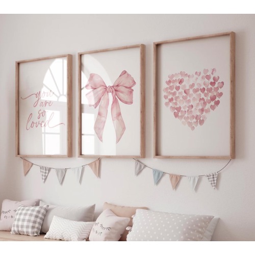 Blush Pink Bow Print: Girly Nursery Wall Art