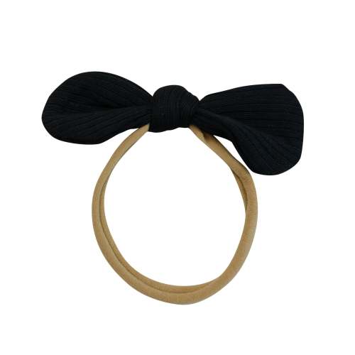 Ribbed Nylon Bow in Midnight