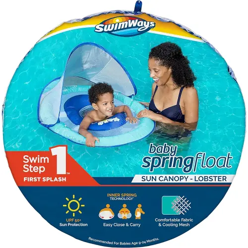 SwimWays Baby Spring Float with Adjustable Canopy and UPF Sun Protection