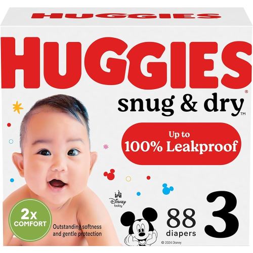 Huggies Size 3 Diapers, Snug & Dry Baby Diapers, Size 3 (16-28 lbs), 88 Count, Packaging May Vary