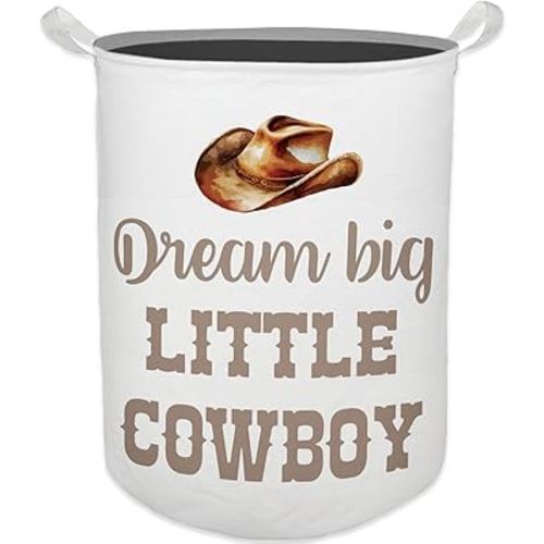 Cowboy Nursery Laundry Basket, Toybox for Boys Room, Western Baby Cowboy Laundry Basket Hamper Waterproof Collapsible Clothes Toys Storage Bin Organizer for Kids Room Playroom Bathroom