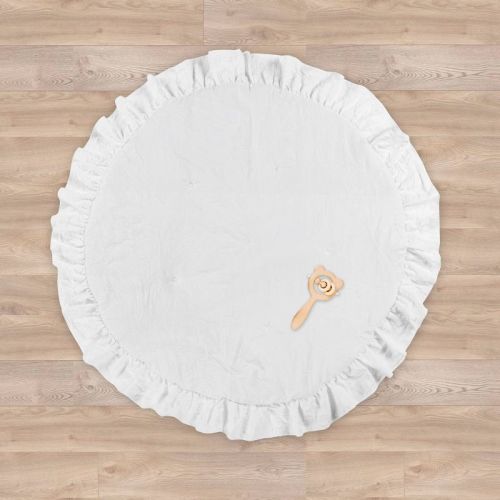 Lush Décor Baby Round Ruffle Play Mat, Color: White