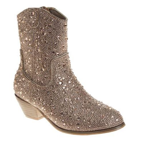 Badgley Mischka Girls Glittery Low Heel Dress Boots. (Little Kids Big Kids), Rose Gold, 3