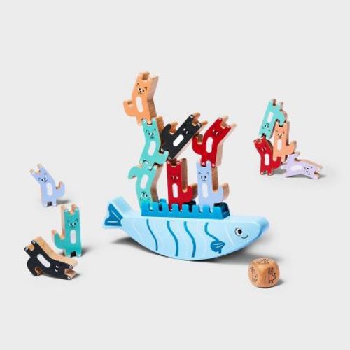 Wooden Balance The Cat Game - 23pc - Gigglescape™: Building Sets, Educational Focus, Fine Motor Skills, Wooden Toys