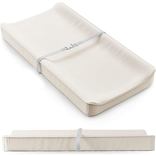 Soft Baby Diaper Changing Pad with Cotton Cover - Waterproof Changing Table Topper with Washable Cover and Safety Straps Fits All Standard Dressers - The Perfect Pad for Your Baby Girl or Boy