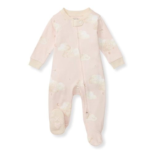 Burt's Bees Baby Baby Girls Pajamas Sleep and Play, Soft 100% Organic Cotton One-piece Pj With Non-slip Bee Grip Footies, Newborn Essentials