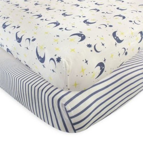Touched By Nature Baby Organic Cotton Crib Sheet, Moon, One Size