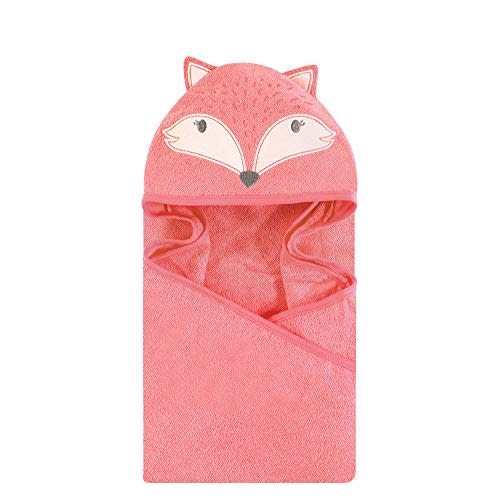 Hudson Baby Unisex Baby Cotton Animal Face Hooded Towel, Miss Fox, One Size