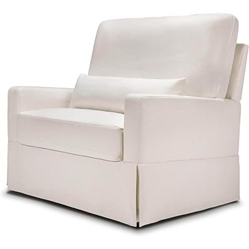Namesake Crawford Pillowback Chair and a Half Comfort Swivel Glider in Performance Cream Eco-Weave, Water Repellent & Stain Resistant, Greenguard Gold & CertiPUR-US Certified