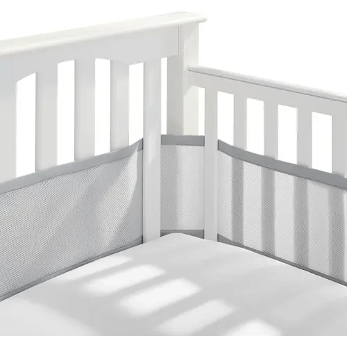 BreathableBaby Breathable Mesh Liner for Full-Size Cribs, Classic 3mm Mesh, Gray (Size 4FS Covers 3 or 4 Sides)