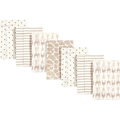 Hudson Baby Unisex Baby Cotton Flannel Burp Cloths, Neutral Giraffe, One Size