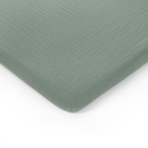 Comfy Cubs Muslin Bassinet Sheet - 100% Soft Cotton Fabric, Breathable & Gentle for Baby’s Sensitive Skin - Universal Fit with Secure Elastic Edging, Gift-Ready Packaging - Fern
